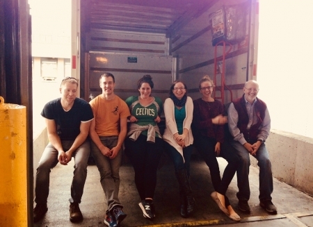 Photo: Some of the Harvard team after delivering the U-haul full of supplies to JetBlue