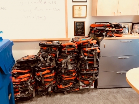 Photo: Station 1: Backpacks in George's office