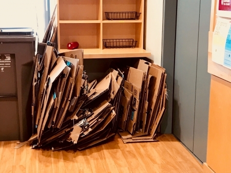 Photo: Discarded boxes from one day's worth of Amazon shipments at Harvard