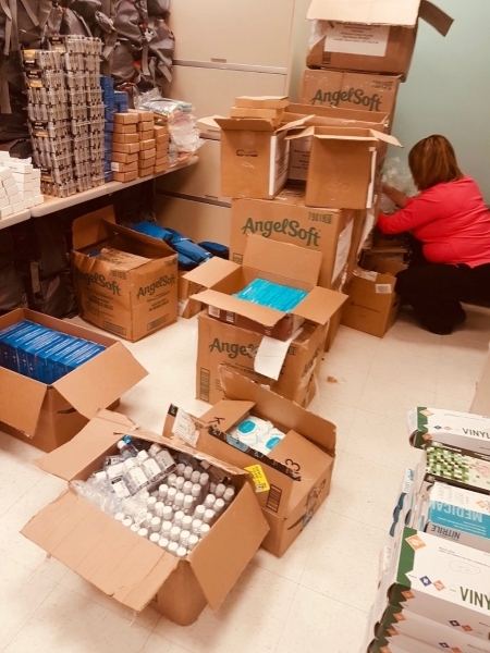 Photo: University of Puerto Rico staff sorting through shipment